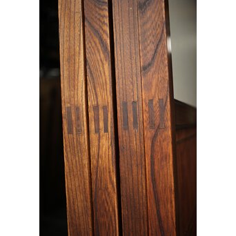 市松襖 欅黒柿肥松 意匠建具 4枚1組　B994Y 