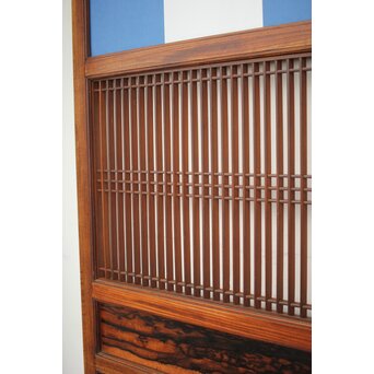 市松襖 欅黒柿肥松 意匠建具 4枚1組　B994Y 