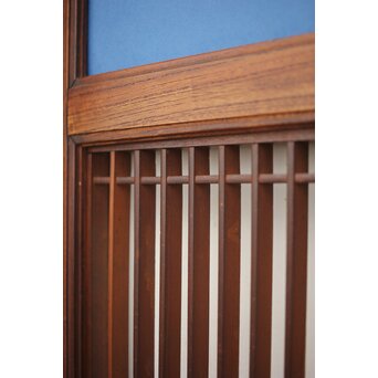 市松襖 欅黒柿肥松 意匠建具 4枚1組　B994Y 