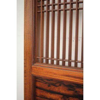 市松襖 欅黒柿肥松 意匠建具 4枚1組　B994Y 