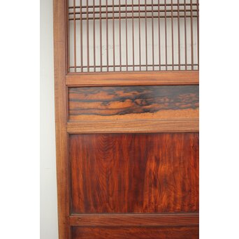 市松襖 欅黒柿肥松 意匠建具 4枚1組　B994Y 