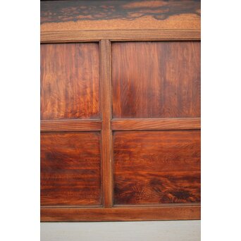 市松襖 欅黒柿肥松 意匠建具 4枚1組　B994Y 