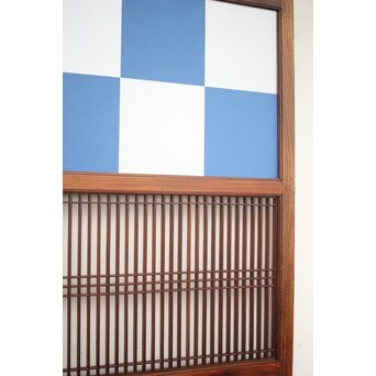 市松襖 欅黒柿肥松 意匠建具 4枚1組　B994Y 