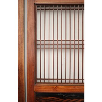 市松襖 欅黒柿肥松 意匠建具 4枚1組　B994Y 