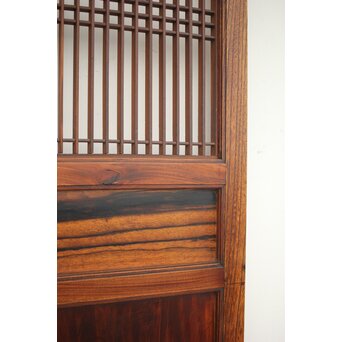 市松襖 欅黒柿肥松 意匠建具 4枚1組　B994Y 