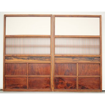 市松襖 欅黒柿肥松 意匠建具 4枚1組　B994Y AB　ウラ