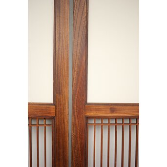 市松襖 欅黒柿肥松 意匠建具 4枚1組　B994Y 