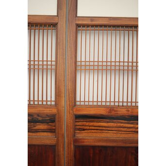 市松襖 欅黒柿肥松 意匠建具 4枚1組　B994Y 