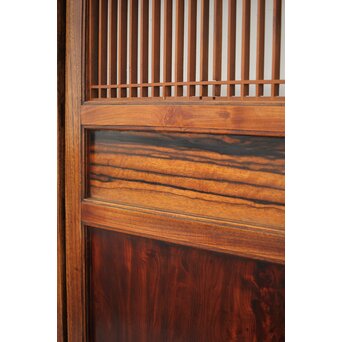 市松襖 欅黒柿肥松 意匠建具 4枚1組　B994Y 