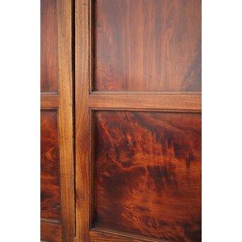 市松襖 欅黒柿肥松 意匠建具 4枚1組　B994Y 