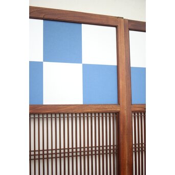 市松襖 欅黒柿肥松 意匠建具 4枚1組　B994Y 