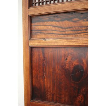 市松襖 欅黒柿肥松 意匠建具 4枚1組　B994Y 