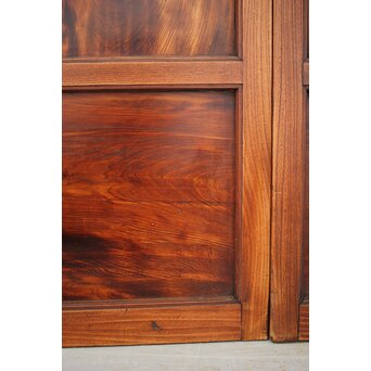 市松襖 欅黒柿肥松 意匠建具 4枚1組　B994Y 