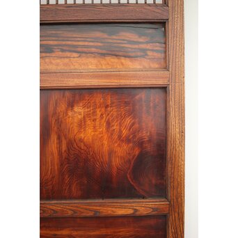 市松襖 欅黒柿肥松 意匠建具 4枚1組　B994Y 