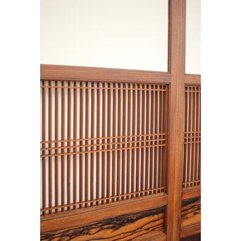 市松襖 欅黒柿肥松 意匠建具 4枚1組　B994Y 