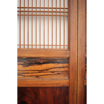 市松襖 欅黒柿肥松 意匠建具 4枚1組　B994Y 