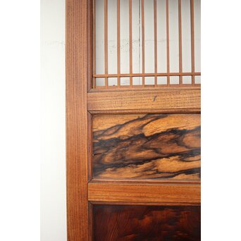 市松襖 欅黒柿肥松 意匠建具 4枚1組　B994Y 