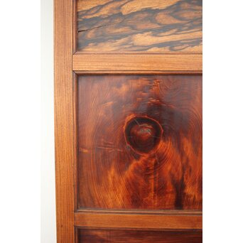 市松襖 欅黒柿肥松 意匠建具 4枚1組　B994Y 