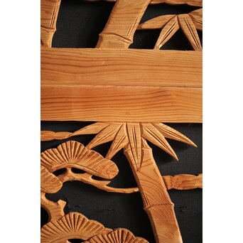 枠無 木彫欄間 4枚1組　R0016 