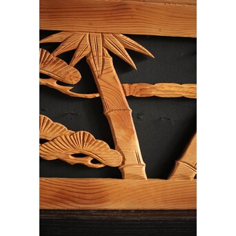 枠無 木彫欄間 4枚1組　R0016 