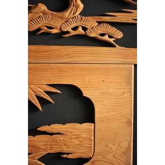 枠無 木彫欄間 4枚1組　R0016 