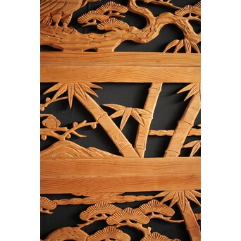 枠無 木彫欄間 4枚1組　R0016 