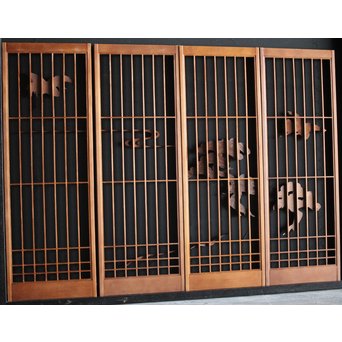 鶴の木彫書院 4枚1組　R0020 