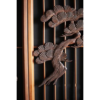 鶴の木彫書院 4枚1組　R0020 