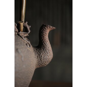 亀文堂 波千鳥 楼閣山水銀象嵌 鉄瓶 湯沸　M227 