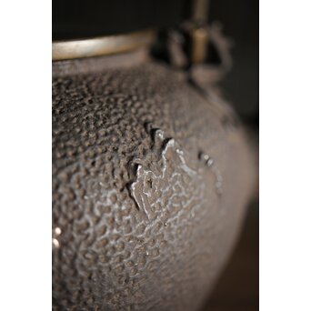 亀文堂 波千鳥 楼閣山水銀象嵌 鉄瓶 湯沸　M227 