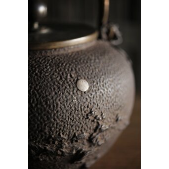 亀文堂 波千鳥 楼閣山水銀象嵌 鉄瓶 湯沸　M227 