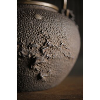 亀文堂 波千鳥 楼閣山水銀象嵌 鉄瓶 湯沸　M227 