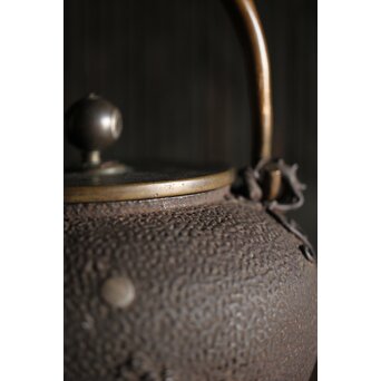 亀文堂 波千鳥 楼閣山水銀象嵌 鉄瓶 湯沸　M227 