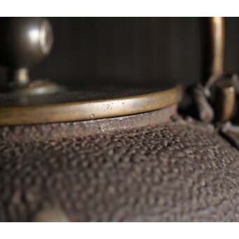 亀文堂 波千鳥 楼閣山水銀象嵌 鉄瓶 湯沸　M227 