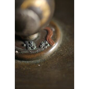 亀文堂 波千鳥 楼閣山水銀象嵌 鉄瓶 湯沸　M227 