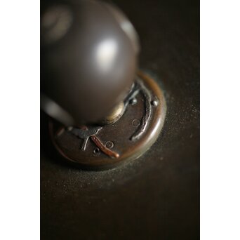 亀文堂 波千鳥 楼閣山水銀象嵌 鉄瓶 湯沸　M227 