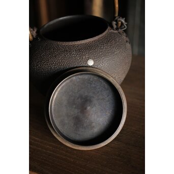 亀文堂 波千鳥 楼閣山水銀象嵌 鉄瓶 湯沸　M227 