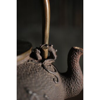 亀文堂 波千鳥 楼閣山水銀象嵌 鉄瓶 湯沸　M227 