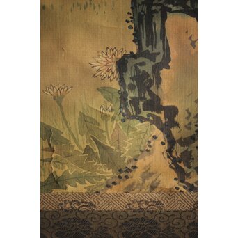 倣 山本梅逸 花鳥之図 双幅 絹本掛軸　Z225 