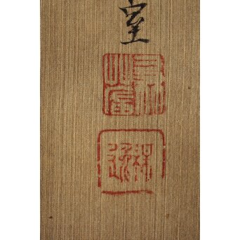 倣 山本梅逸 花鳥之図 双幅 絹本掛軸　Z225 