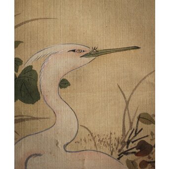 倣 山本梅逸 花鳥之図 双幅 絹本掛軸　Z225 