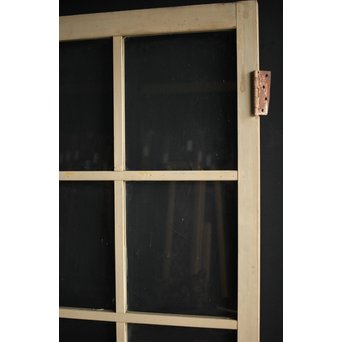 アンティーク白いガラス戸　D182 