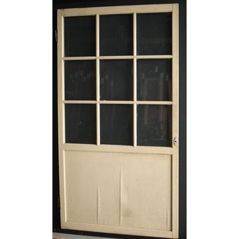 アンティーク白いガラス戸　D182