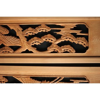 鶴松 木彫欄間 2枚1組　R0024 