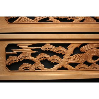 鶴松 木彫欄間 2枚1組　R0024 