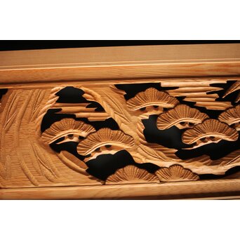 松竹梅 中型木彫欄間 2枚1組　R0025 