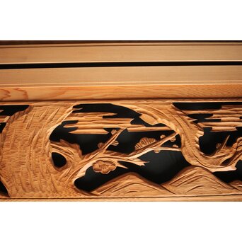 松竹梅 中型木彫欄間 2枚1組　R0025 