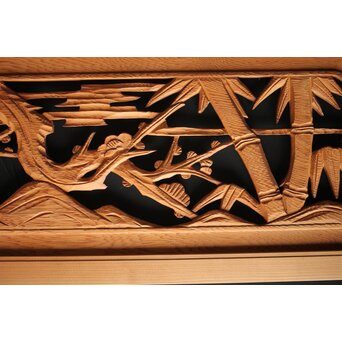 松竹梅 中型木彫欄間 2枚1組　R0025 