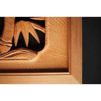 松竹梅 中型木彫欄間 2枚1組　R0025 