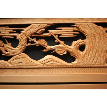 松竹梅 中型木彫欄間 2枚1組　R0025 